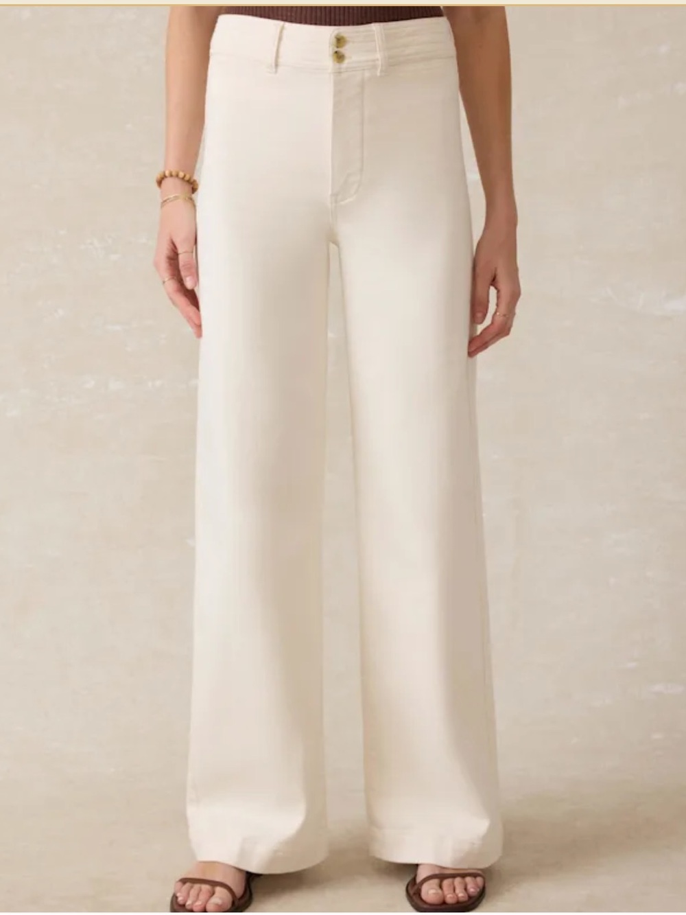 Faherty Stretch Terry Harbor Pant Egret Wide Leg Size 27 NWT